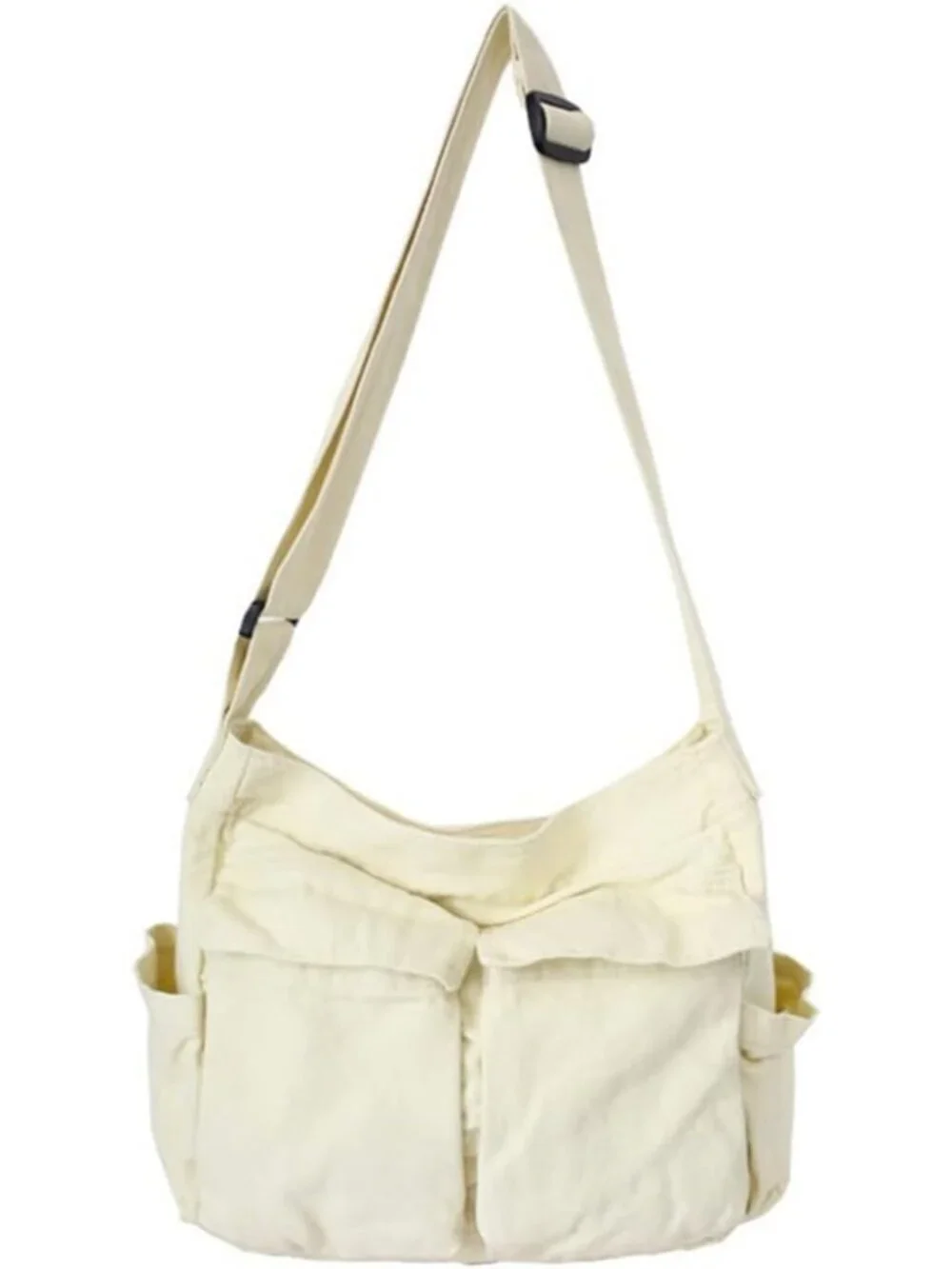 Women's White Travel Canvas Zipper Crossbody Shoulder Laptop Bag